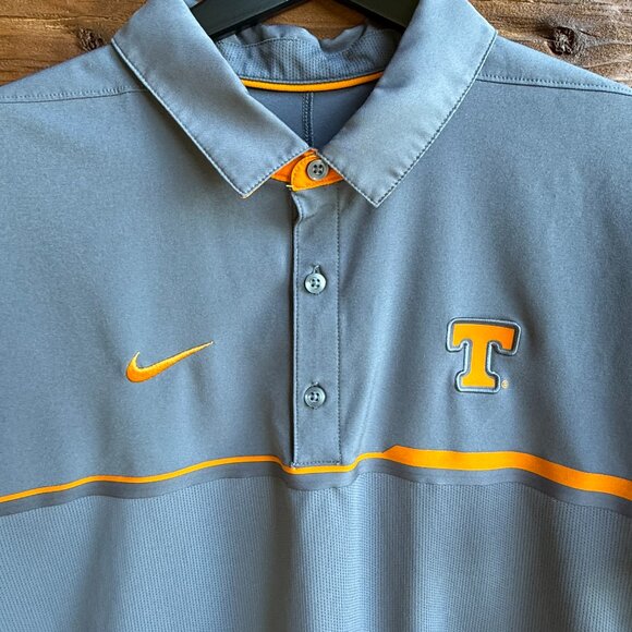NIKE University of Tennessee Vols Men’s Polo Shirt. Gray, Orange. Dri-Fit. Sz L - Picture 1 of 8